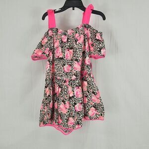 Betsey Johnson Leopard And Flowers Girls Size Medium (10) Top Only